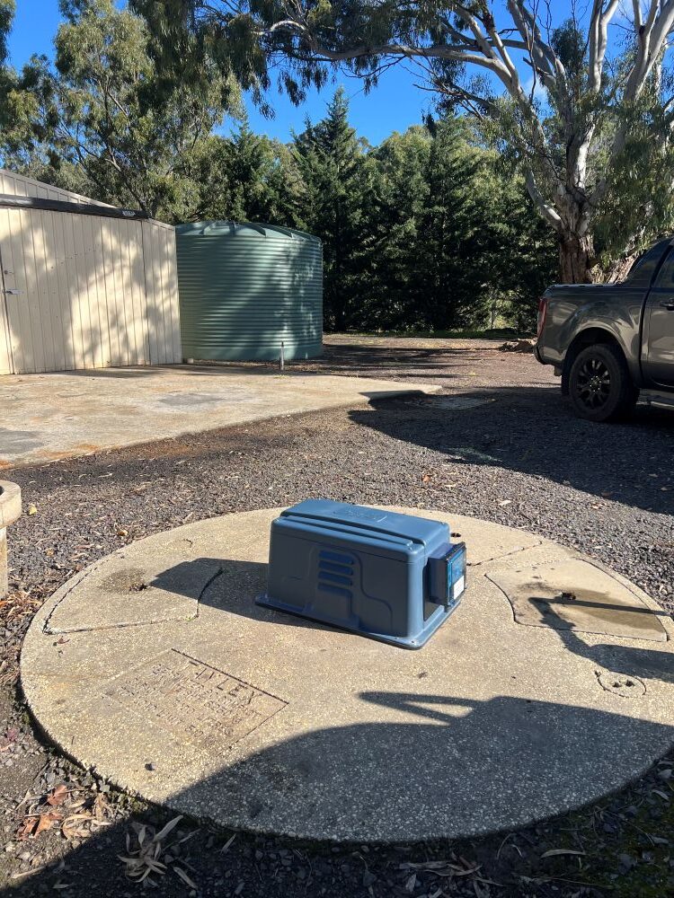 Replacing a failed pump on a 16-year-old Taylex Clearwater 90 Compact wastewater treatment system during an emergency call-out in Sunbury, Victoria.